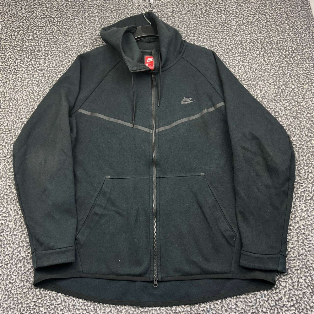 Nike Tech Fleece Hoodie Men XXL Black Full Zip Long Sleeve Pocket 2XL